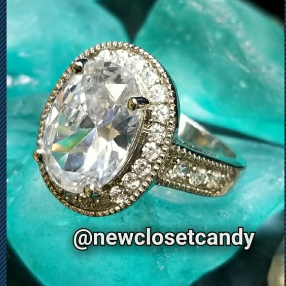 Diamond Synthetic CZ Reflective Ring .925 - Picture 2 of 7